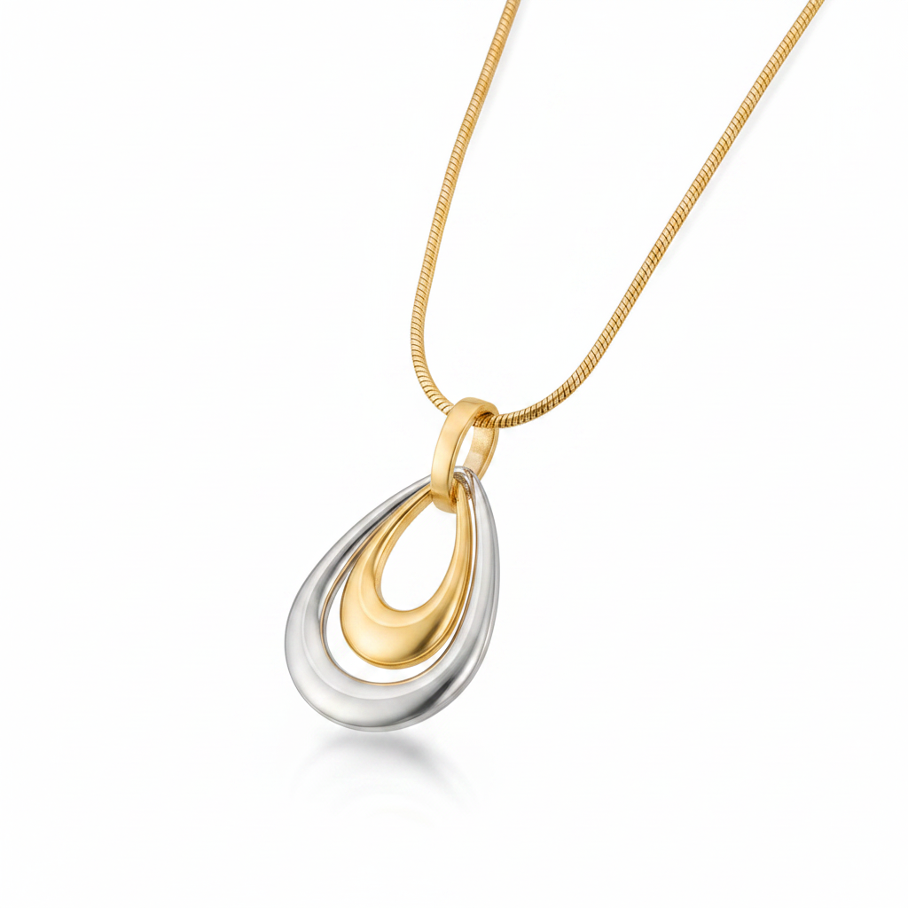 سنسال ثنائي اللون ذهبي وفضي | Two-Tone Gold & Silver Necklace