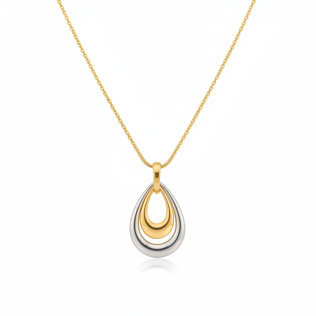 سنسال ثنائي اللون ذهبي وفضي | Two-Tone Gold & Silver Necklace