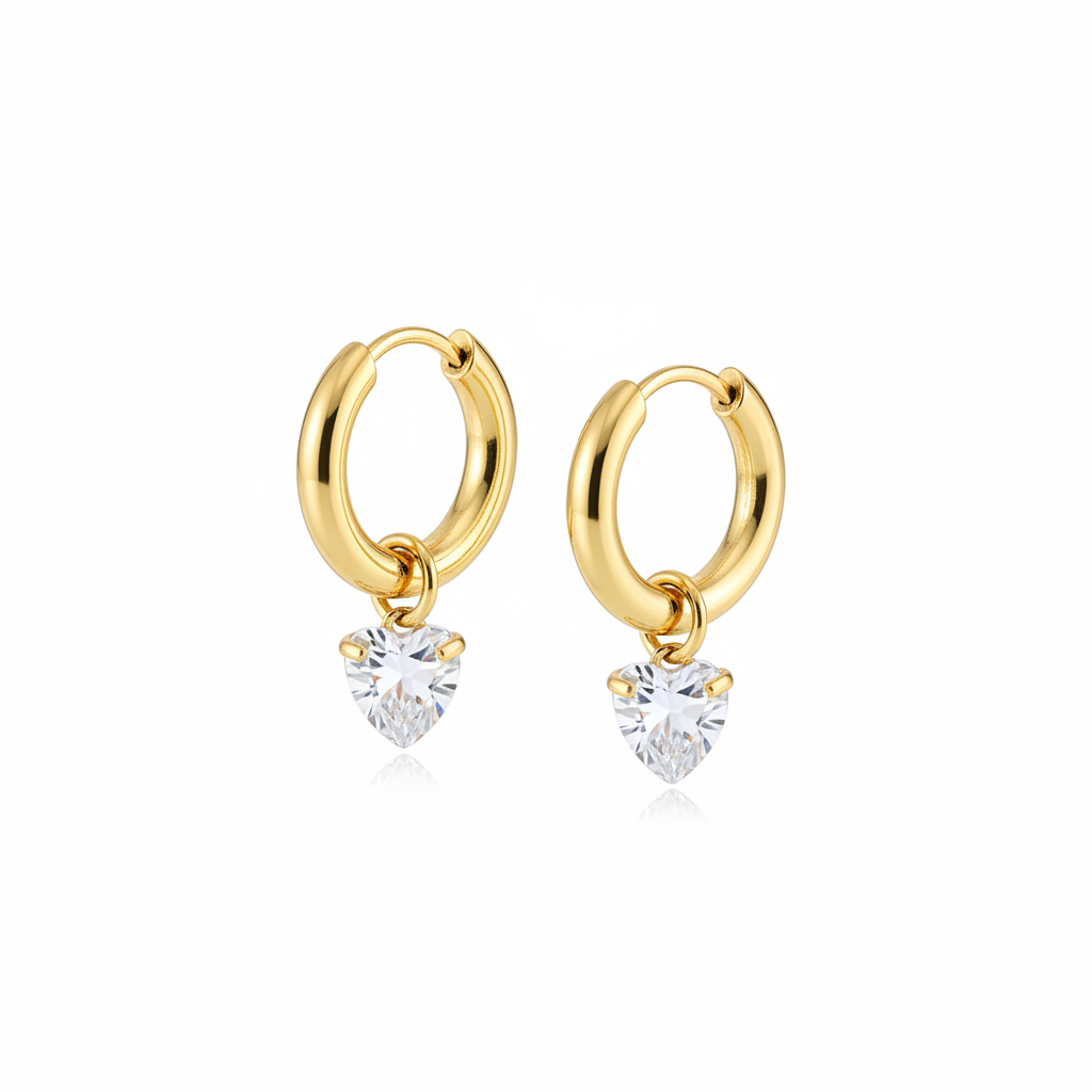 Gold Hoop Crystal Earrings - Side Angle