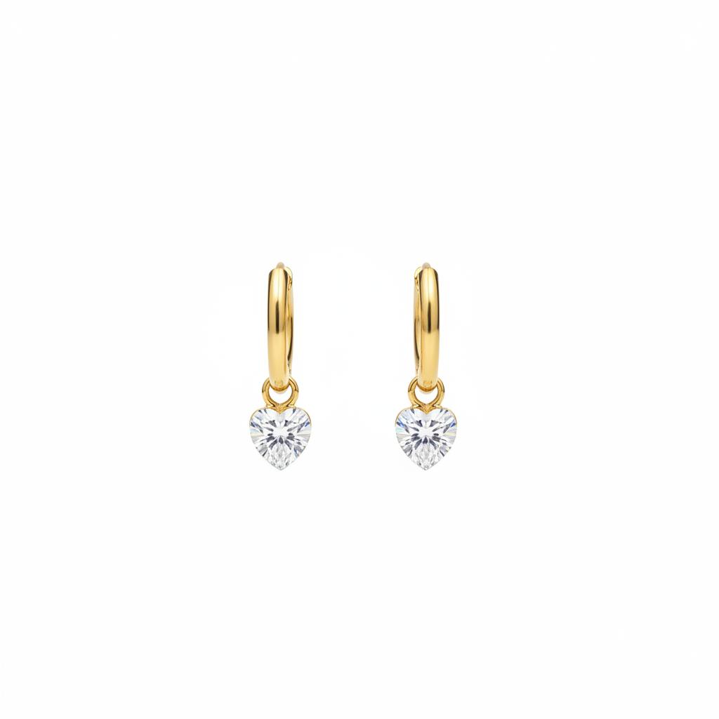 Gold Hoop Crystal Earrings - White Background