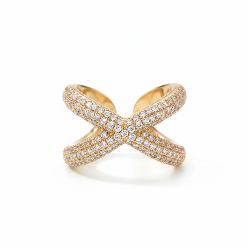 Pave X-Cross Ring