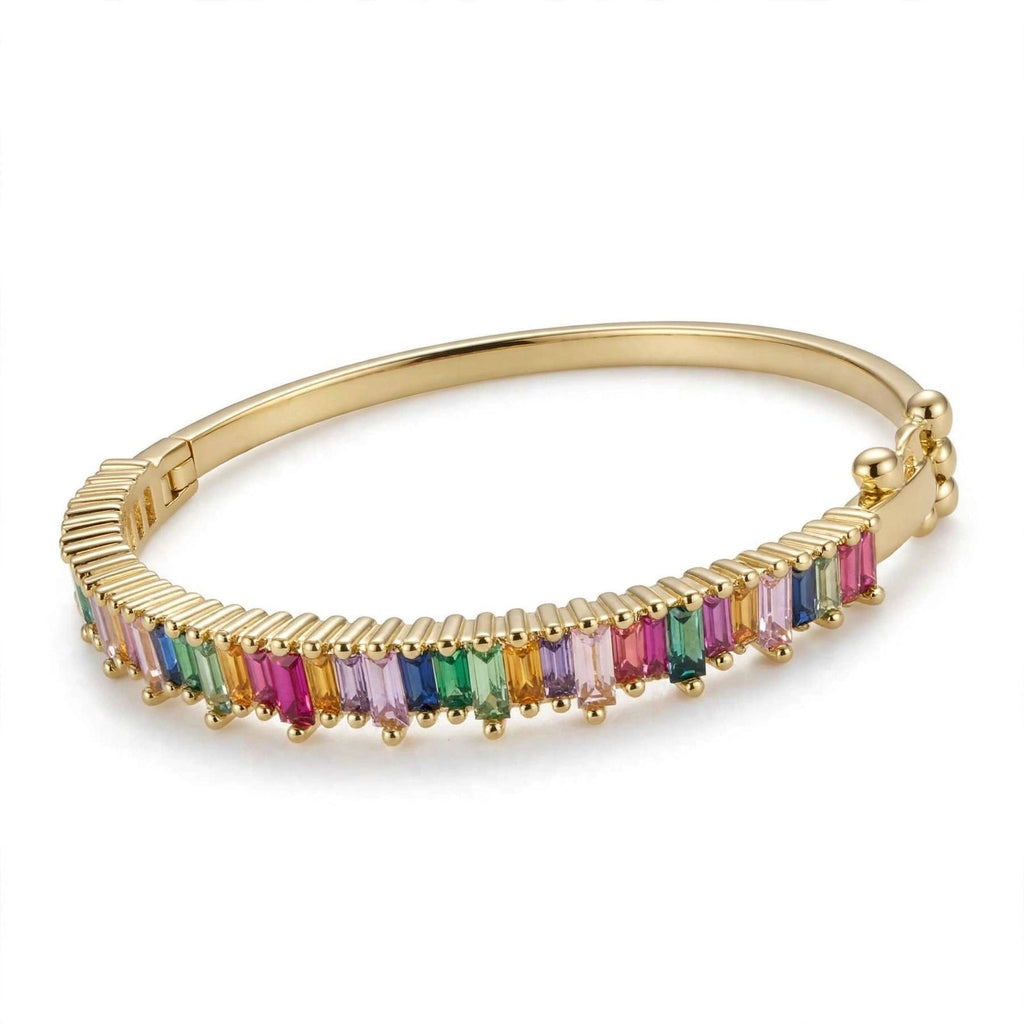 أسوارة متعددة الألوان مطلية ذهب | Rainbow Gold Bangle Bracelet
