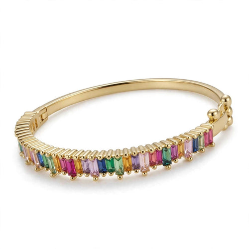 أسوارة متعددة الألوان مطلية ذهب | Rainbow Gold Bangle Bracelet
