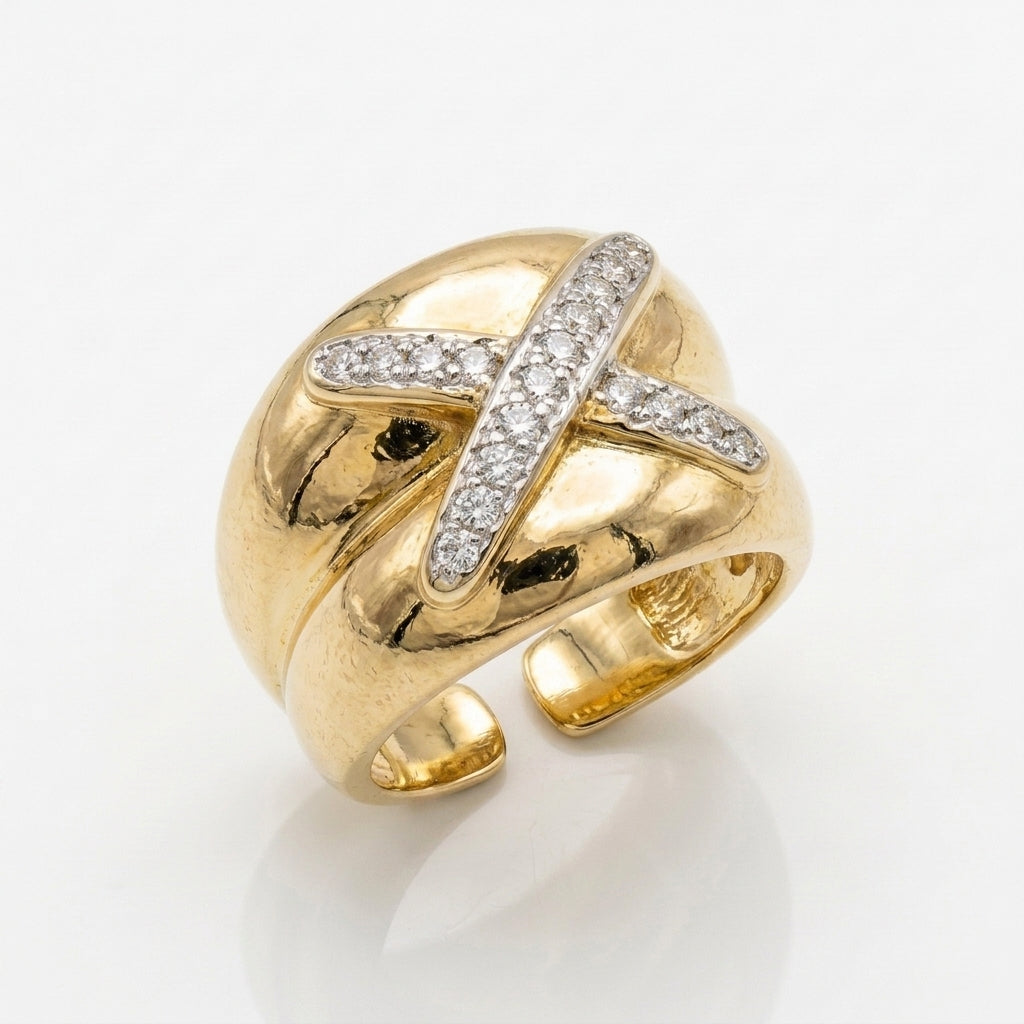 Gold X Ring – Free Size | خاتم إكس ذهبي – فري سايز