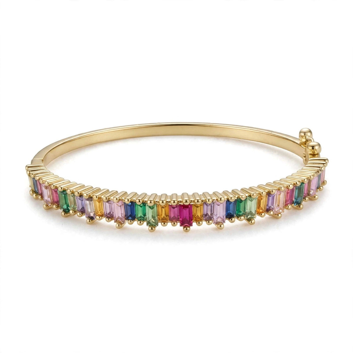 أسوارة متعددة الألوان مطلية ذهب | Rainbow Gold Bangle Bracelet