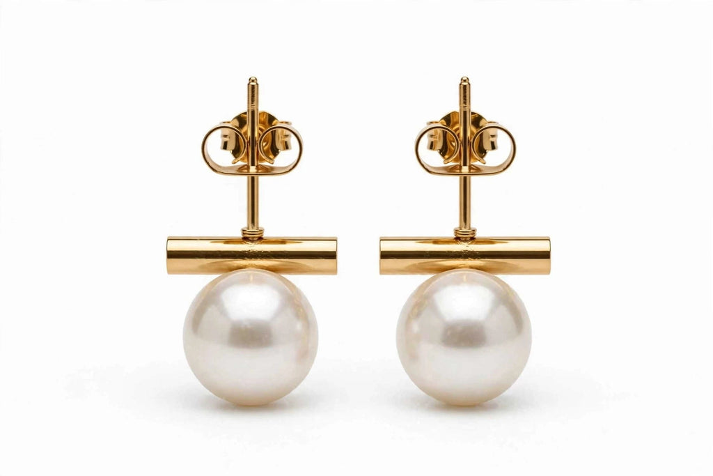 حلق لؤلؤ مطلي ذهب | Gold Pearl Earrings