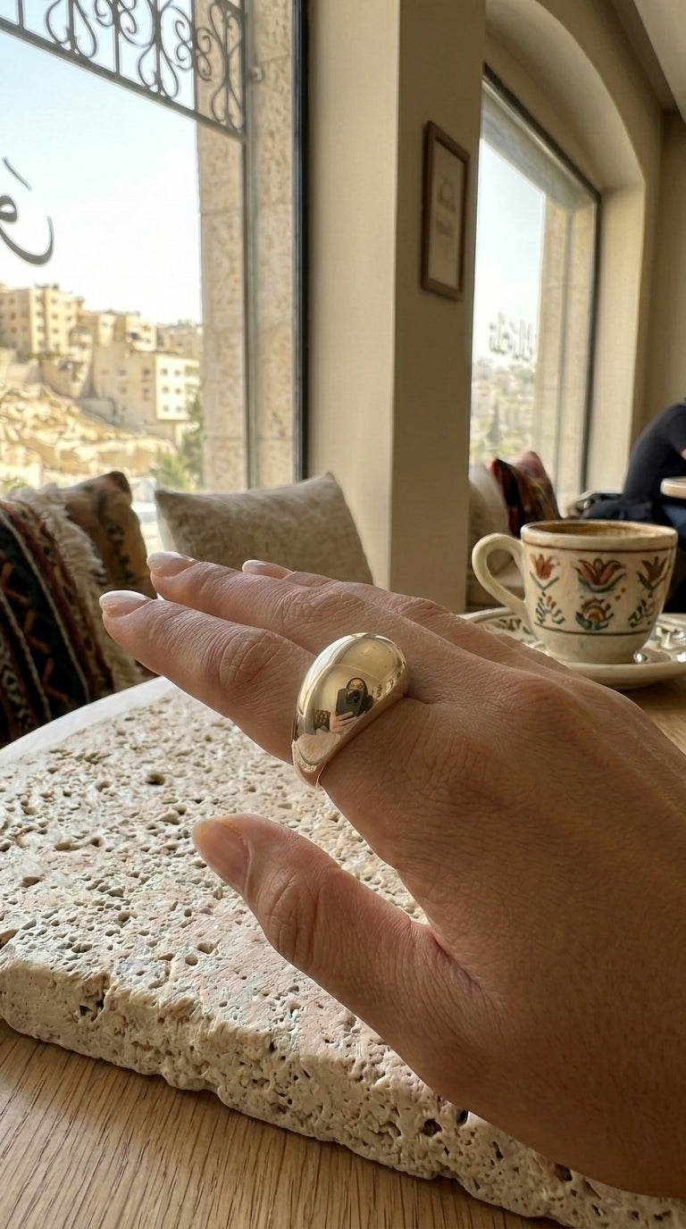 خاتم بتصميم فاخر مطلي ذهب