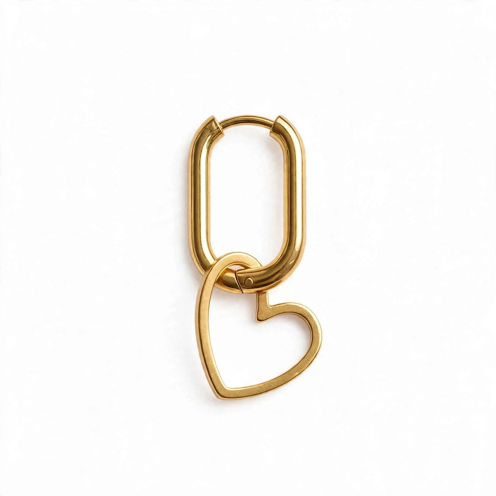 حلق ذهبي حلقة وقلب | Gold Heart Hoop Earring